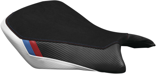 Luimoto - Luimoto Motorsports Edition Rider Seat Covers - Black Suede/Blue/Red/Pearl - 8064101