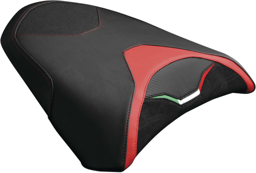 Luimoto - Luimoto Team Italia Passenger Seat Covers - Suede Black/CF Black/Red - 1331201