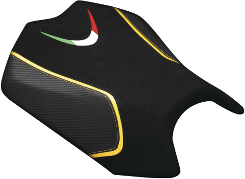 Luimoto - Luimoto Team Italia Rider Seat Covers - Black Suede/Yellow/CF Black/Italian Flag - 9031101