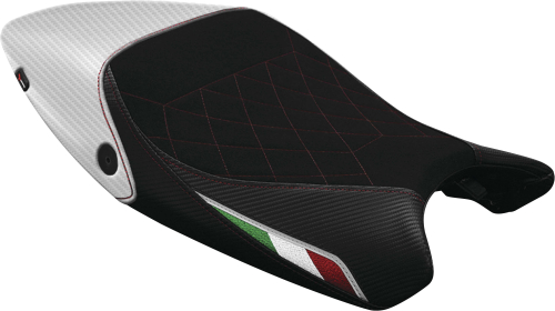 Luimoto - Luimoto Diamond Edition Rider Seat Covers - Suede Black/CF White - 1221108