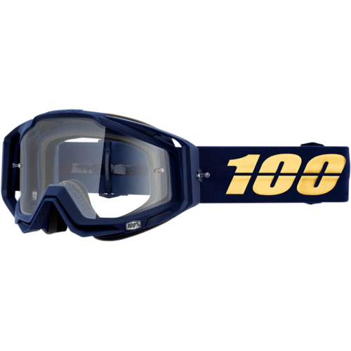 100% - 100% Racecraft Bakken Goggles - 50100-332-02 - Bakken/Navy/Gold / Clear Lens - OSFM