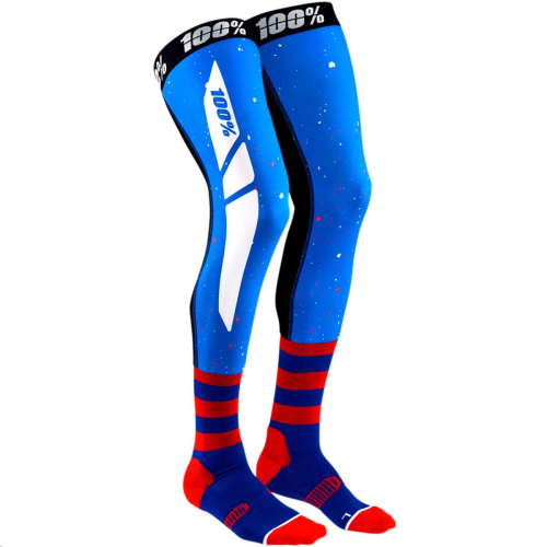 100% - 100% Knee Brace Moto Socks - 24014-350-17 - Blue/Red - Sm-Md