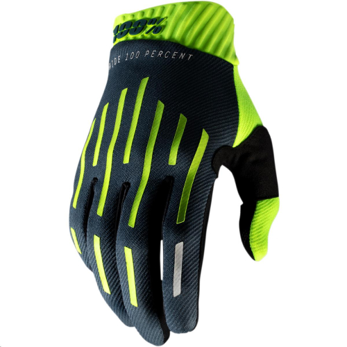 100% - 100% Ridefit Gloves - 10014-322-10 - Fluorescent Yellow/Charcoal - Small