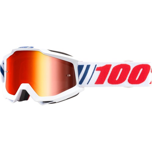 100% - 100% Accuri AF066 Youth Goggles - 50310-342-02 - AF066 White/Red/Blue/ Mirror Gold Lens - OSFM