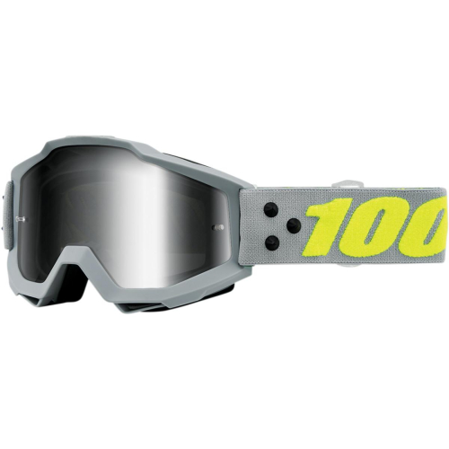 100% - 100% Accuri Berlin Goggles - 50210-321-02 - Berlin Gray/Fluorescent Yellow / Silver Lens - OSFM