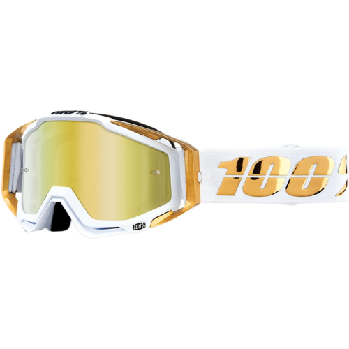 100% - 100% Racecraft  LTD Goggles - 50110-313-02 - LTD/White/Gold / Gold Mirror Lens - OSFM