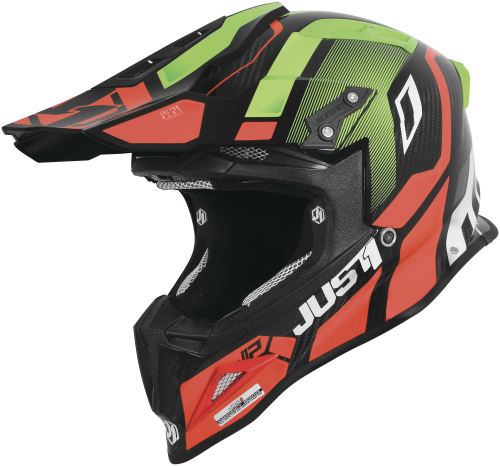 Just 1 - Just 1 J12 Vector Helmet - 606323019204703 - Red/Lime/Carbon Gloss - Small