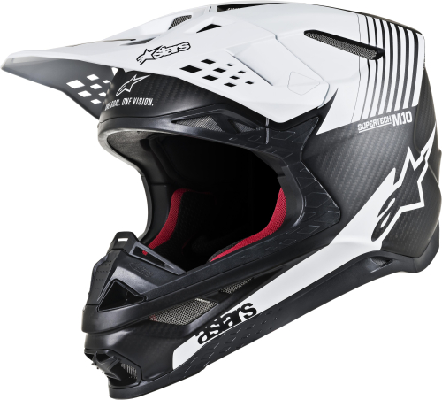 Alpinestars - Alpinestars Supertech M10 Dyno Helmet - 8301119-1301-S - Black Matte/Carbon/White - Small