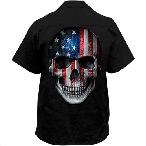 Lethal Threat - Lethal Threat Stars and Stripes Screen Printed Work Shirt - HW50193L - Stars and Stripes Black - Large