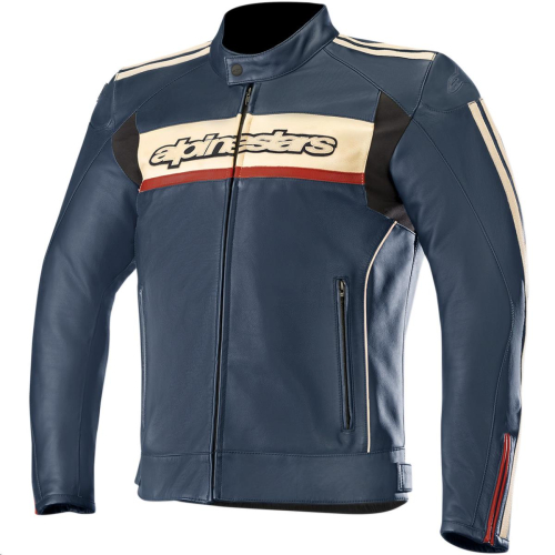 Alpinestars - Alpinestars Dyno V2 Leather Jacket - 3102518-7830-48 - Navy/Stone/Red - 38