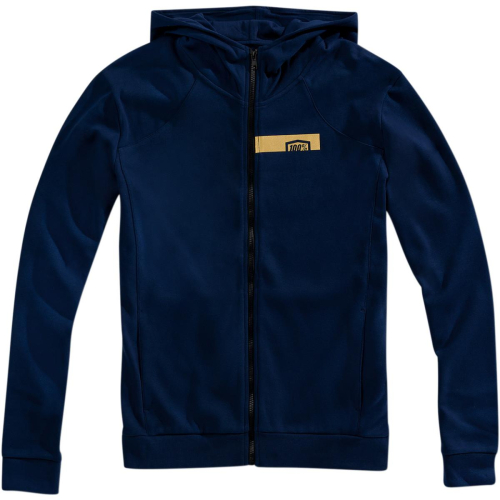 100% - 100% Fleece Zip Chamber Hoody - 36019-261-10 - Blue/Gold - Small