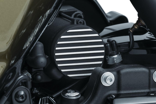 Kuryakyn - Kuryakyn Finned Starter End Accent - Satin Black and Machined - 9265