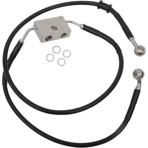 Drag Specialties - Drag Specialties Extended Length Stainless Steel Front Brake Line Kit - +4in. - Black Vinyl - 1741-5347