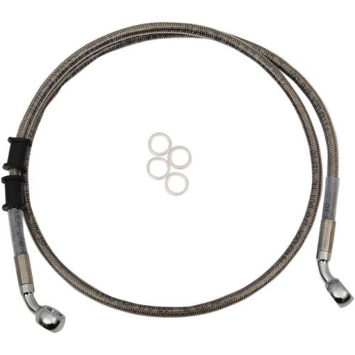 Drag Specialties - Drag Specialties Extended Length Stainless Steel Front Brake Line Kit - +2in. - Clear-Coated - 1741-5400