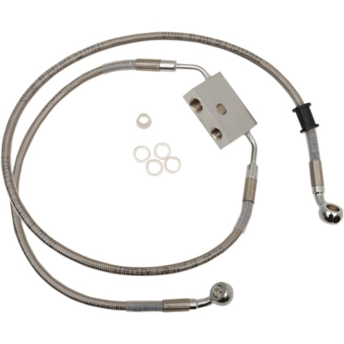 Drag Specialties - Drag Specialties Extended Length Stainless Steel Front Brake Line Kit - +12in. - Clear-Coated - 1741-5326