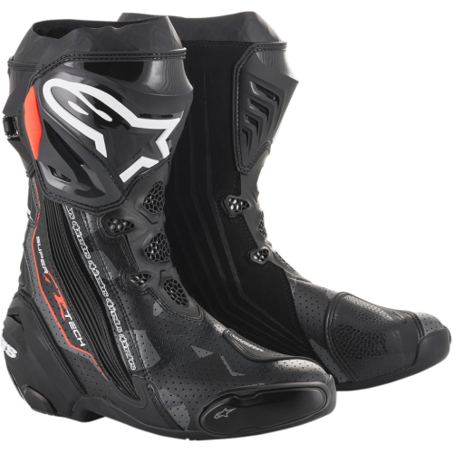 Alpinestars - Alpinestars Supertech R Vented Boots - 2220015-1052-41 - Black/Gray/Red Fluo - 7.5