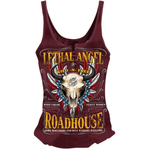Lethal Threat - Lethal Threat Roadhouse Womens Lace Up Tank Top - LA205952X - Red - 2XL