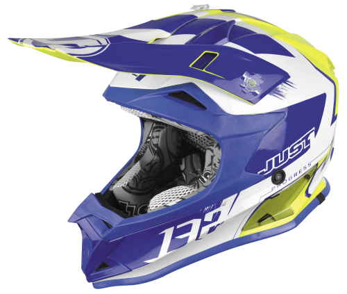 Just 1 - Just 1 J32 Pro Kick Youth Helmet - 6063210112014-13 - White/Blue/Yellow - Small