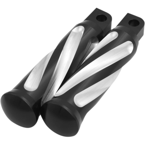 Kens Factory - Kens Factory Neo-Fusion Footpegs - 4 1/2in. - Spiral - Black Machine - 5-036