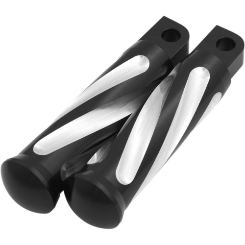 Kens Factory - Kens Factory Neo-Fusion Footpegs - 4 1/8in. - Spiral - Black Machine - 5-037