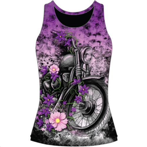 Lethal Threat - Lethal Threat Flower Moto Womens Tank Top - LA20607-2X - Black - 2XL