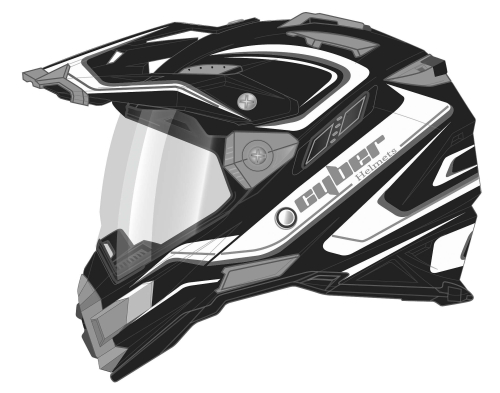 Cyber Helmets - Cyber Helmets UX-33 Chaos Helmet - UX33-5-BKSIL-2XL - Black/Silver - 2XL