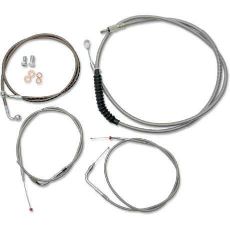 LA Choppers - LA Choppers Standard Handlebar Cable/Brake & Clutch Line/Wire Kit - Stainless Braided - LA-8230KT-19