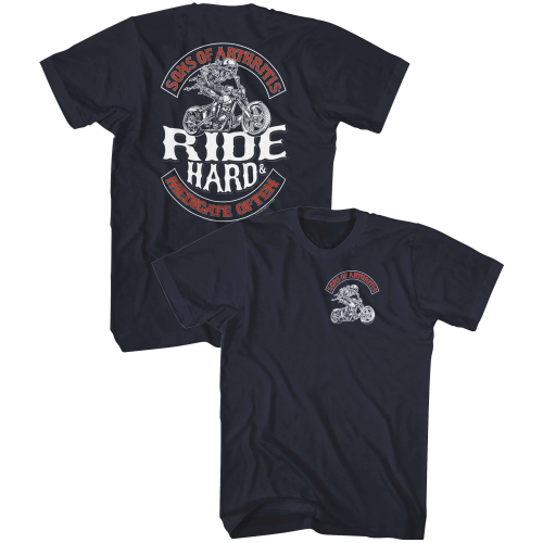 Evel Knievel - Evel Knievel SOA Ride Hard T-Shirt - SOA506LG - Navy - Large