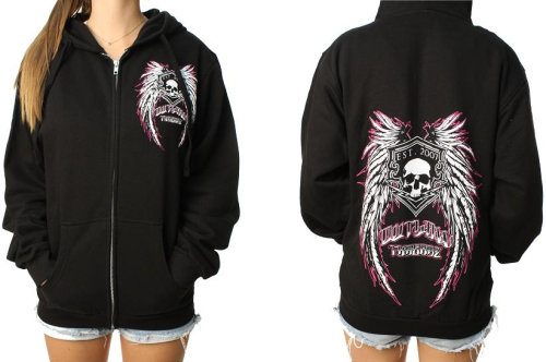 Outlaw Threadz - Outlaw Threadz Angel Womens Zip Hoody - GZ12-WSM - Black - Small