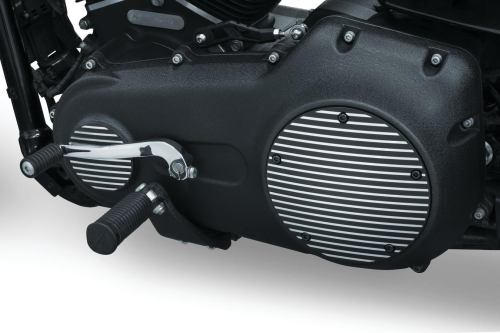 Kuryakyn - Kuryakyn Finned Derby Cover - Satin Black and Machined - 9749