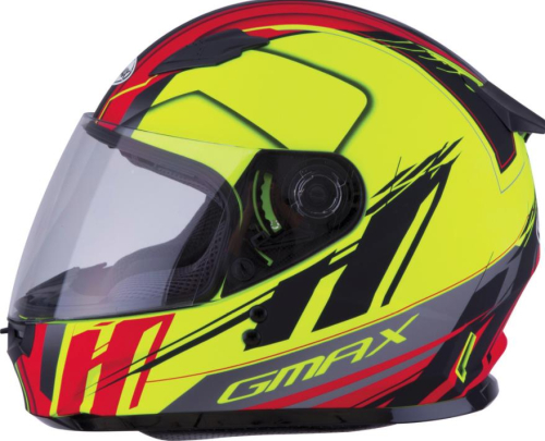 G-Max - G-Max GM49Y Rogue Youth Helmet - G7497602 - Matte Hi-Vis/Yellow/Red - Large