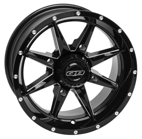 QuadBoss - QuadBoss Slicer Wheel - 14x10 - 5+5 Offset - 4/110 - Gloss Black with Machined Face - 608472