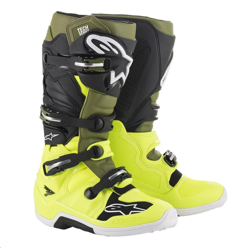 Alpinestars - Alpinestars Tech 7 Boots - 2012014556112 - Yellow Fluorescent/Military Green - 12