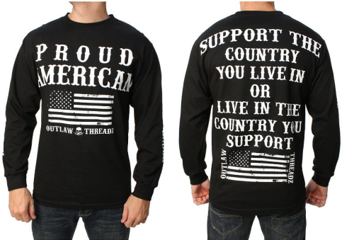 Outlaw Threadz - Outlaw Threadz Support Long Sleeve T-Shirt - MLS19-3XL - Black - 3XL