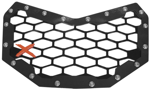 ModQuad - ModQuad Front Grill - 2 Panel - Black/Black with Red Logo - CA-FG-X3-BLK-RD