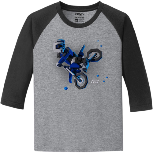 Factory Effex - Factory Effex Moto-Kids Youth 3/4 Sleeve T-Shirt - 21-83720 - Black/Gray - Small