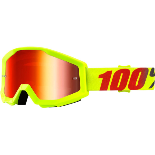 100% - 100% Strata MX Mercury Goggles - 50410-235-02 - Mercury Yellow/Red/Black/ Mirror Red Lens - OSFM