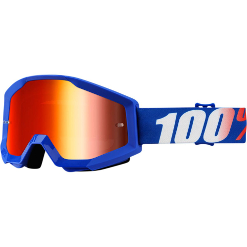 100% - 100% Strata MX Nation Goggles - 50410-236-02 - Nation Blue/White/Red / Mirror Red Lens - OSFM