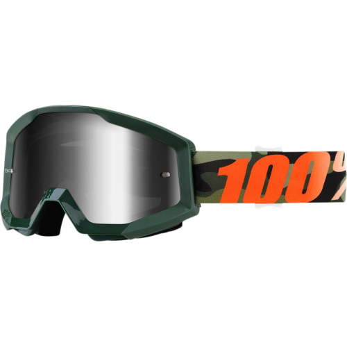 100% - 100% Strata MX Huntsitan Goggles - 50410-234-02 - Huntsitan Camo/Orange/White/ Mirror Silver Lens - OSFM
