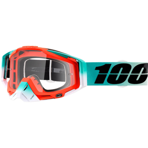 100% - 100% Racecraft Cubica Goggles - 50100-222-02 - Cubica/ Teal White / Clear Lens - OSFM