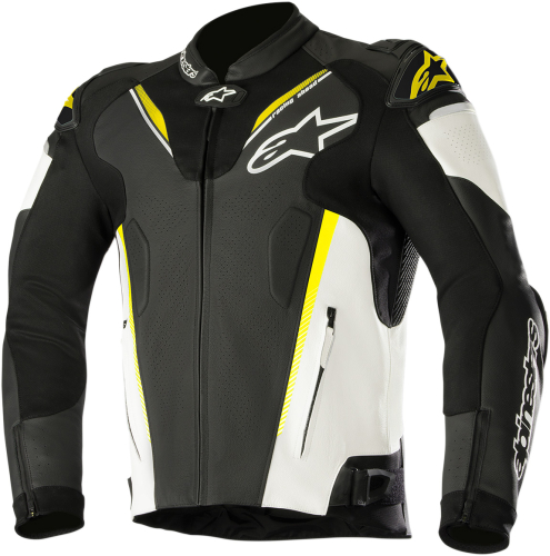 Alpinestars - Alpinestars Atem Leather Jacket V3 - 3106518-125-56 - Black/White/Yellow Fluo - 46