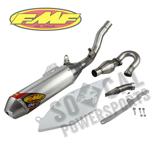 FMF Racing - FMF Racing Q4 HEX Spark Arrestor Single System with Stainless Steel Megabomb - 041564