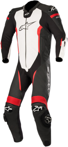 Alpinestars - Alpinestars Missile One-Piece Leather Suit - 3150118-1231-58 - Black/White/Red Fluo - 48