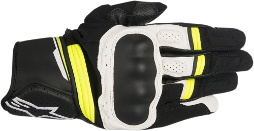 Alpinestars - Alpinestars Booster Leather Gloves - 3566917-125-S - Black/White/Fluorescent Yellow - Small
