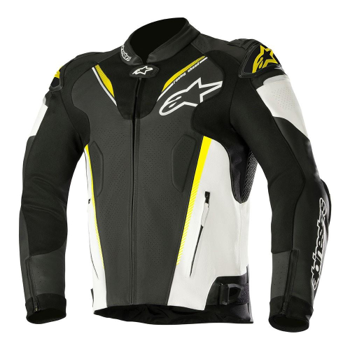 Alpinestars - Alpinestars Atem Leather Jacket V3 - 3106518-125-60 - Black/White/Yellow Fluo - 50