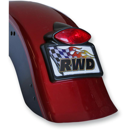 Russ Wernimont Designs - Russ Wernimont Designs LED Run/Turn/Brake Taillight with License Plate Frame - Satin Black - RWD-50207B