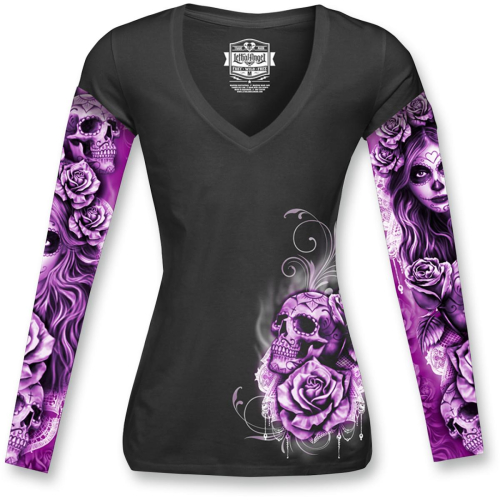 Lethal Threat - Lethal Threat My Nightmare Womens Tattoo Long Sleeve Shirt - LT20428M - Black - Medium