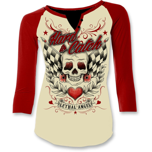 Lethal Threat - Lethal Threat Hard 2 Catch Womens Raglan Shirt - LA20441L - White - Large