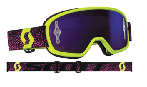 Scott USA - Scott USA Buzz MX Pro Youth Goggles - 262602-4758281 - Yellow/Pink / Purple Works Lens - OSFM