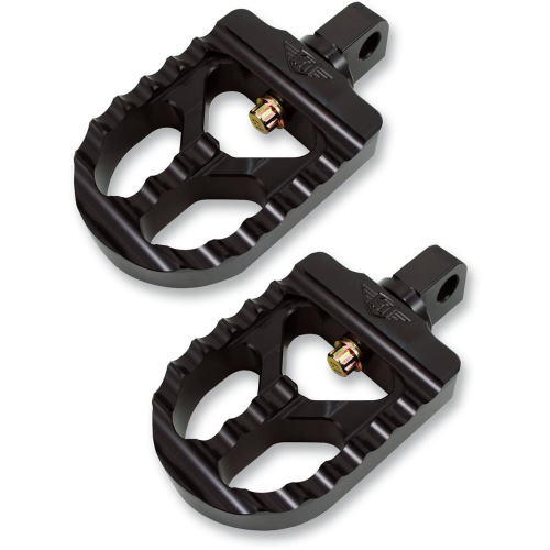 Joker Machine - Joker Machine Adjustable Serrated Short Footpeg - 3-5/16in L x 2-1/12in W x 1in Thick - Black Anodized - 08-57-5B